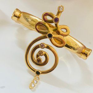 7 Chakras Cuff Bracelet, Women, Gold.